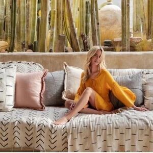 NWT PilyQ Haven Angelica Sequin Tunic XS/S Mustard Yellow Ruffled Swim Coverup